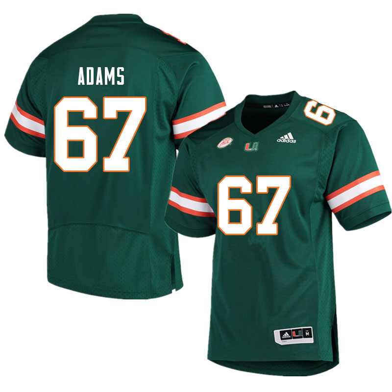 Men #67 Gavin Adams Miami Hurricanes College Football Jerseys Sale-Green